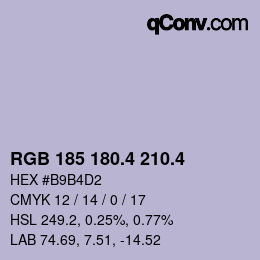 カラーコード: RGB 185 180.4 210.4 | qconv.com