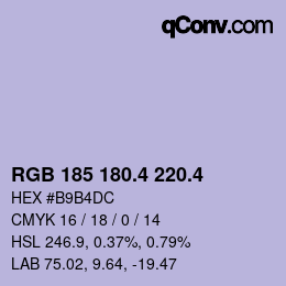 カラーコード: RGB 185 180.4 220.4 | qconv.com