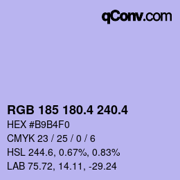 カラーコード: RGB 185 180.4 240.4 | qconv.com