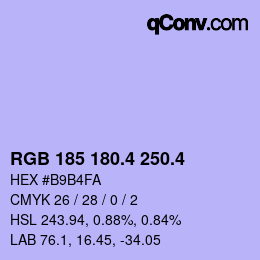 カラーコード: RGB 185 180.4 250.4 | qconv.com