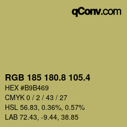 カラーコード: RGB 185 180.8 105.4 | qconv.com