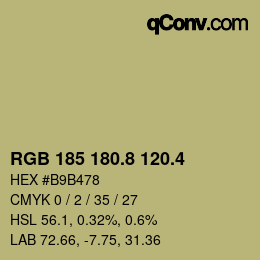 カラーコード: RGB 185 180.8 120.4 | qconv.com