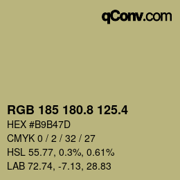 カラーコード: RGB 185 180.8 125.4 | qconv.com