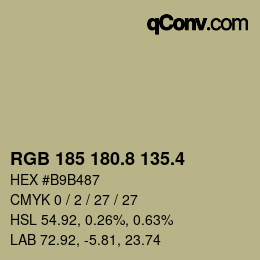 カラーコード: RGB 185 180.8 135.4 | qconv.com
