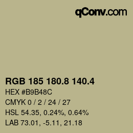 カラーコード: RGB 185 180.8 140.4 | qconv.com