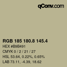カラーコード: RGB 185 180.8 145.4 | qconv.com