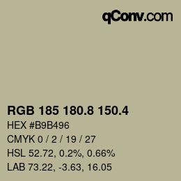 カラーコード: RGB 185 180.8 150.4 | qconv.com