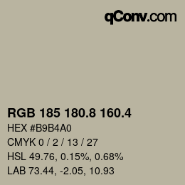 カラーコード: RGB 185 180.8 160.4 | qconv.com
