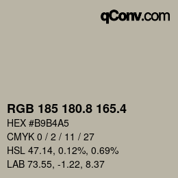 カラーコード: RGB 185 180.8 165.4 | qconv.com