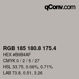 カラーコード: RGB 185 180.8 175.4 | qconv.com