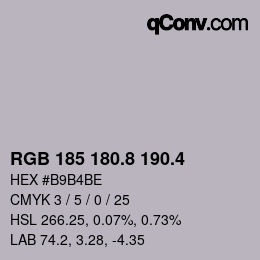 カラーコード: RGB 185 180.8 190.4 | qconv.com