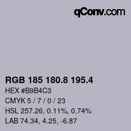 カラーコード: RGB 185 180.8 195.4 | qconv.com