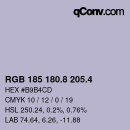 カラーコード: RGB 185 180.8 205.4 | qconv.com