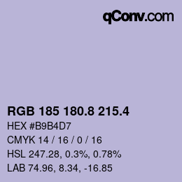 カラーコード: RGB 185 180.8 215.4 | qconv.com