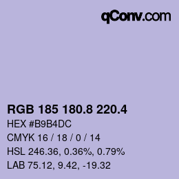カラーコード: RGB 185 180.8 220.4 | qconv.com