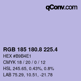 カラーコード: RGB 185 180.8 225.4 | qconv.com