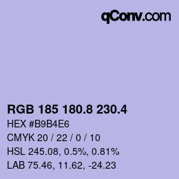 カラーコード: RGB 185 180.8 230.4 | qconv.com