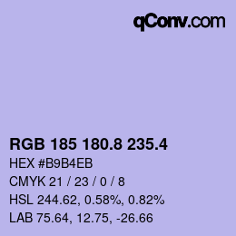 カラーコード: RGB 185 180.8 235.4 | qconv.com