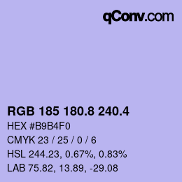 カラーコード: RGB 185 180.8 240.4 | qconv.com