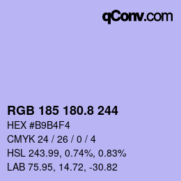 Color code: RGB 185 180.8 244 | qconv.com