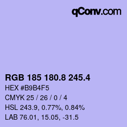 カラーコード: RGB 185 180.8 245.4 | qconv.com