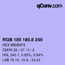 Color code: RGB 185 180.8 249 | qconv.com