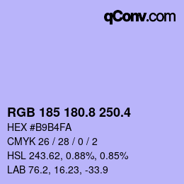 カラーコード: RGB 185 180.8 250.4 | qconv.com