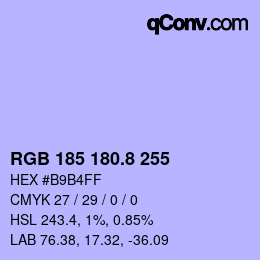 Color code: RGB 185 180.8 255 | qconv.com