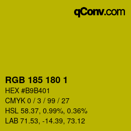 Color code: RGB 185 180 1 | qconv.com