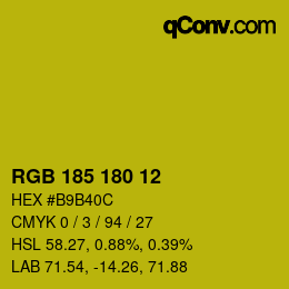 Color code: RGB 185 180 12 | qconv.com