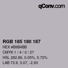 颜色代码: RGB 185 180 187 | qconv.com