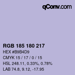 Color code: RGB 185 180 217 | qconv.com