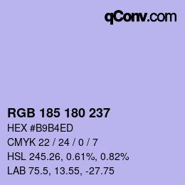 Color code: RGB 185 180 237 | qconv.com