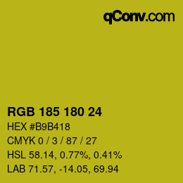 颜色代码: RGB 185 180 24 | qconv.com
