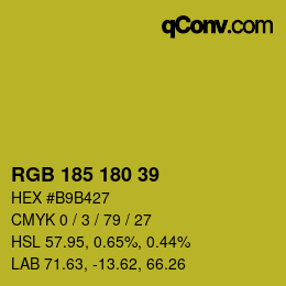 Color code: RGB 185 180 39 | qconv.com