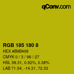 Color code: RGB 185 180 8 | qconv.com