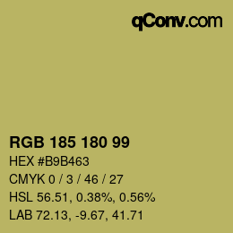 Color code: RGB 185 180 99 | qconv.com