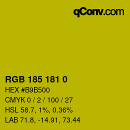 Color code: RGB 185 181 0 | qconv.com
