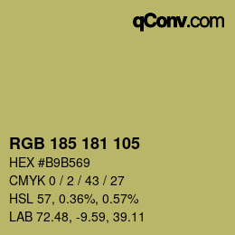 Color code: RGB 185 181 105 | qconv.com