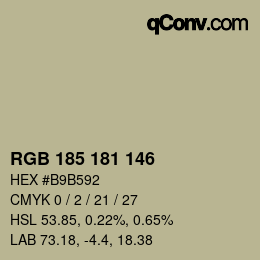 Color code: RGB 185 181 146 | qconv.com