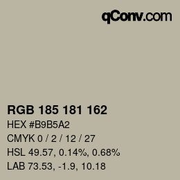 Color code: RGB 185 181 162 | qconv.com