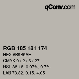 Color code: RGB 185 181 174 | qconv.com