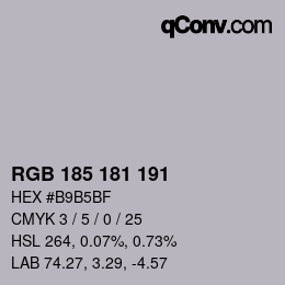 Color code: RGB 185 181 191 | qconv.com