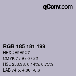 Color code: RGB 185 181 199 | qconv.com