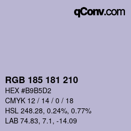 Color code: RGB 185 181 210 | qconv.com