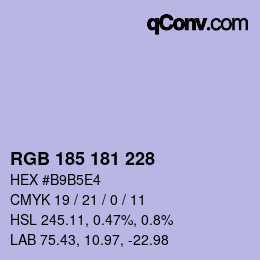 Color code: RGB 185 181 228 | qconv.com