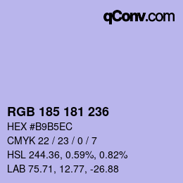 Color code: RGB 185 181 236 | qconv.com