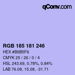 Color code: RGB 185 181 246 | qconv.com