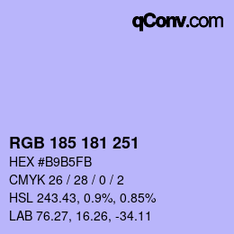 Color code: RGB 185 181 251 | qconv.com