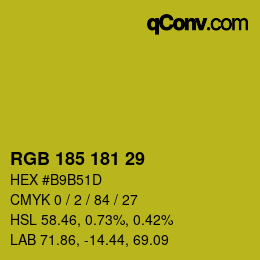 Color code: RGB 185 181 29 | qconv.com